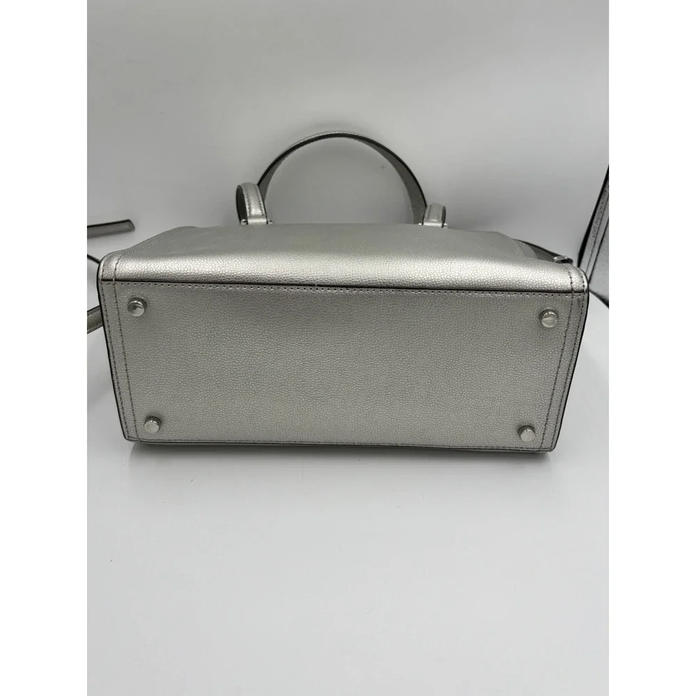 Kate Spade Purse Patterson Drive Geraldine Satchel Bag Metallic Silver Pebbled